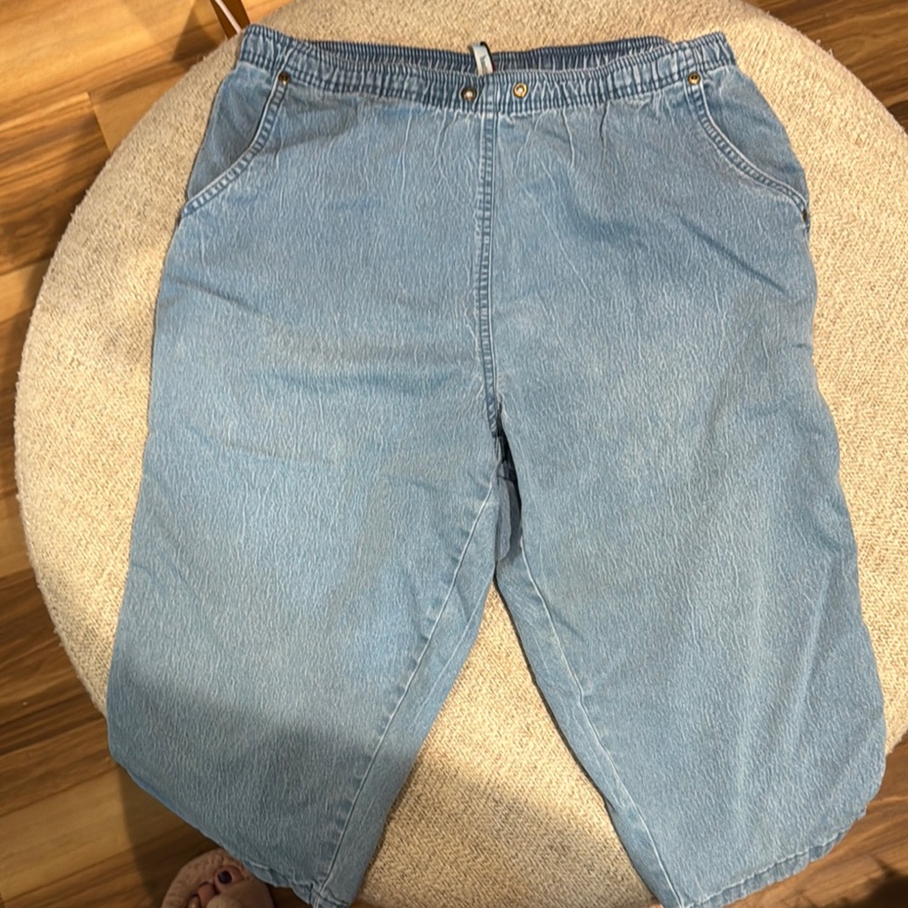 Denim Ankle-Length Cropped Pants